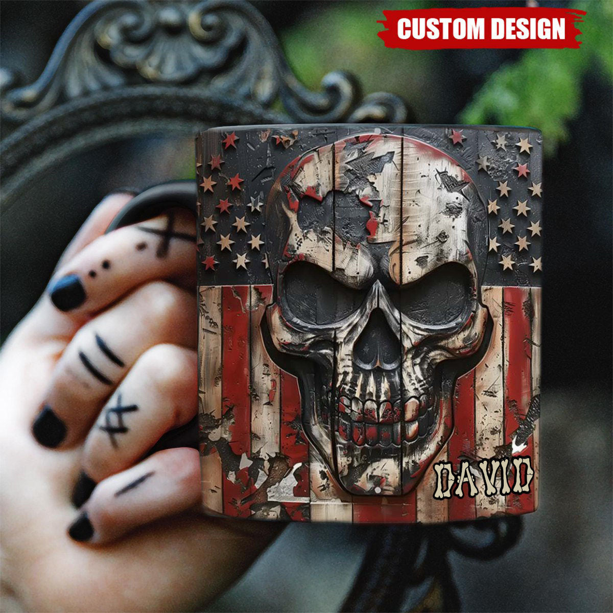 Patriotic Skull Lover - Personalized Skull Coffee Mug