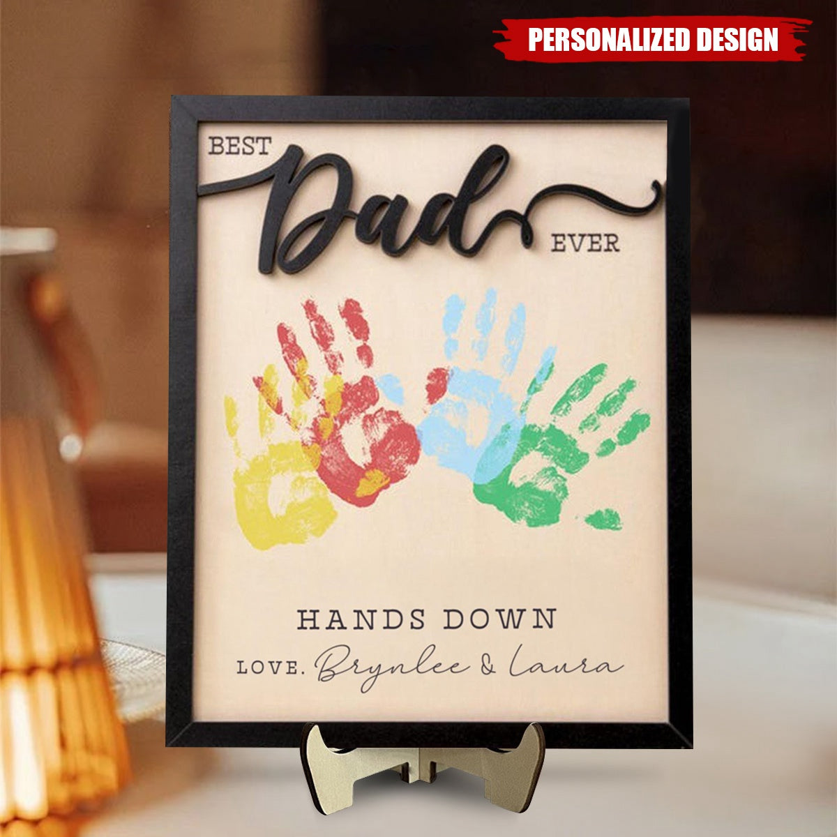 Personalized Fathers Day Gift From Kids DIY Handprint Sign-Gift for Dad and Grandpa