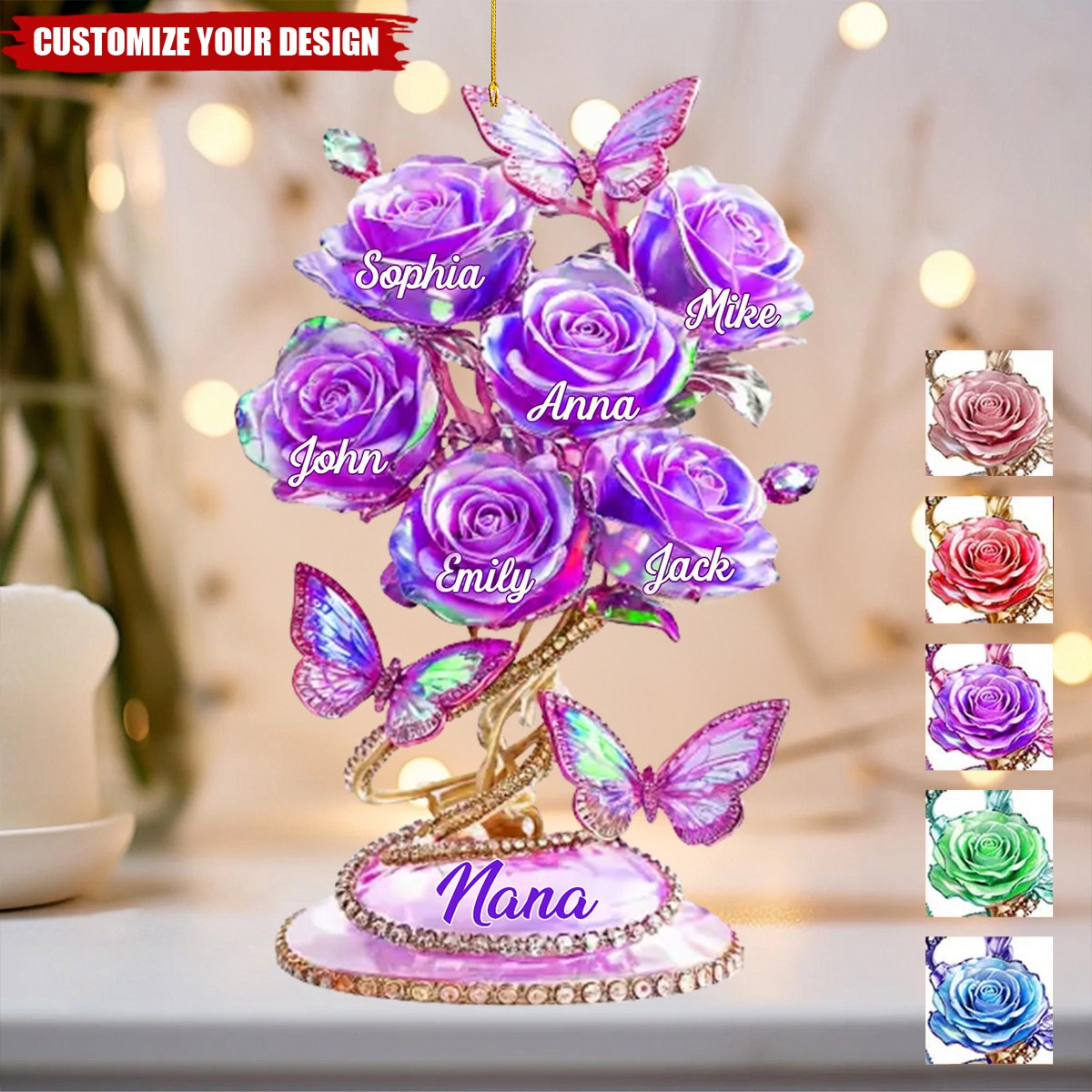 Each Rose Holds A Piece Of Your Heart - Personalized Butterfly Acrylic Ornament