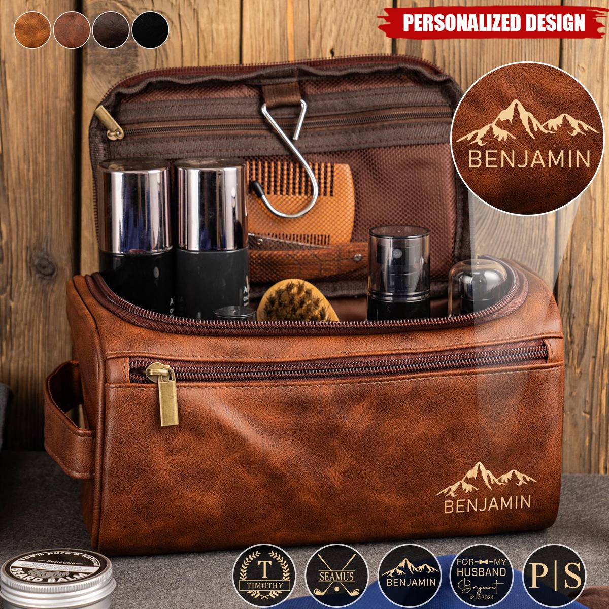 Personalized Men's Leather Toiletry Bag-Gift for Men