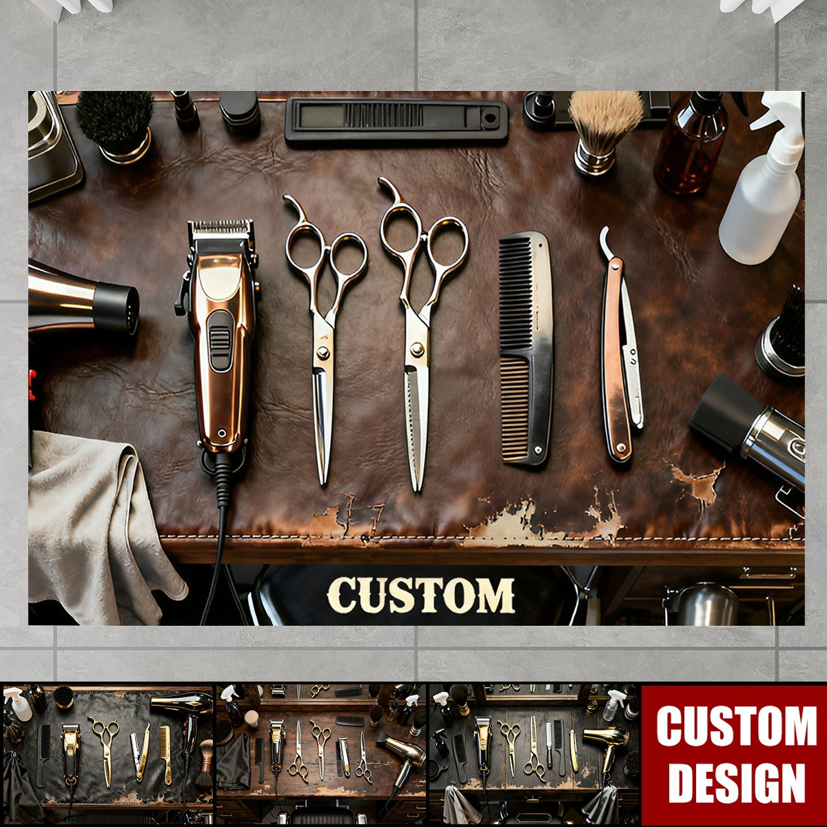 Barber Work Bench Custom-made vintage barber's workbench rug - roadsir