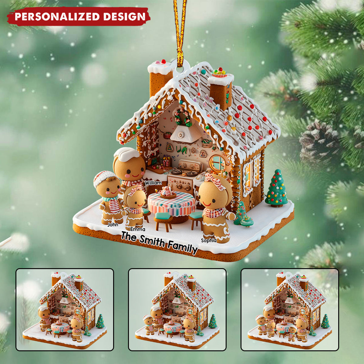 Ginger Bread Family - Personalized Family Ornament