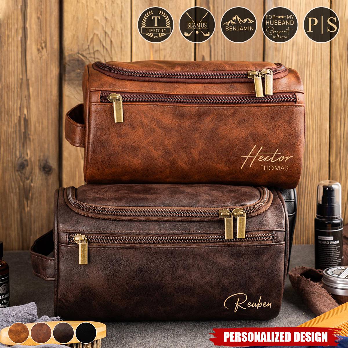 Personalized Men's Leather Toiletry Bag-Gift for Men