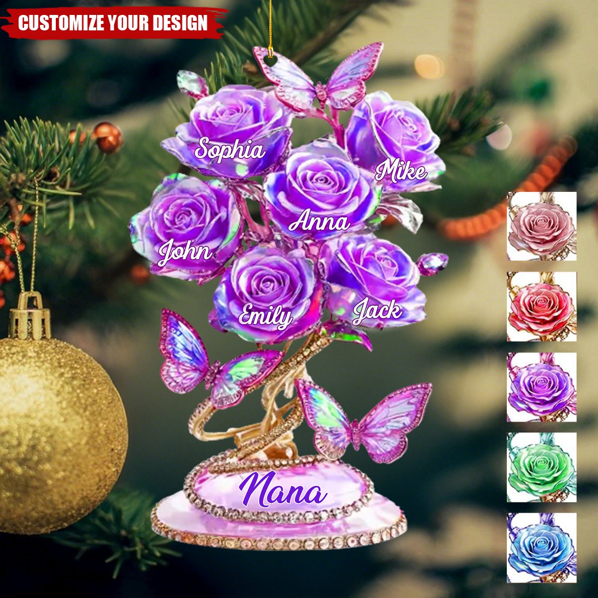 Each Rose Holds A Piece Of Your Heart - Personalized Butterfly Acrylic Ornament