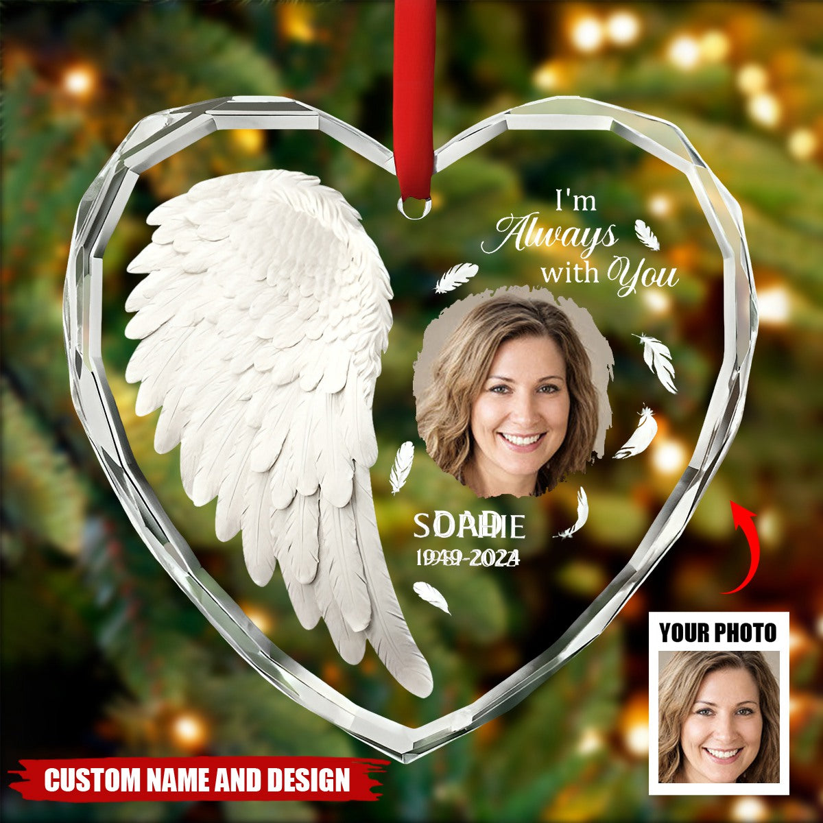 Personalized Custom Angel In Heaven Glass Ornament