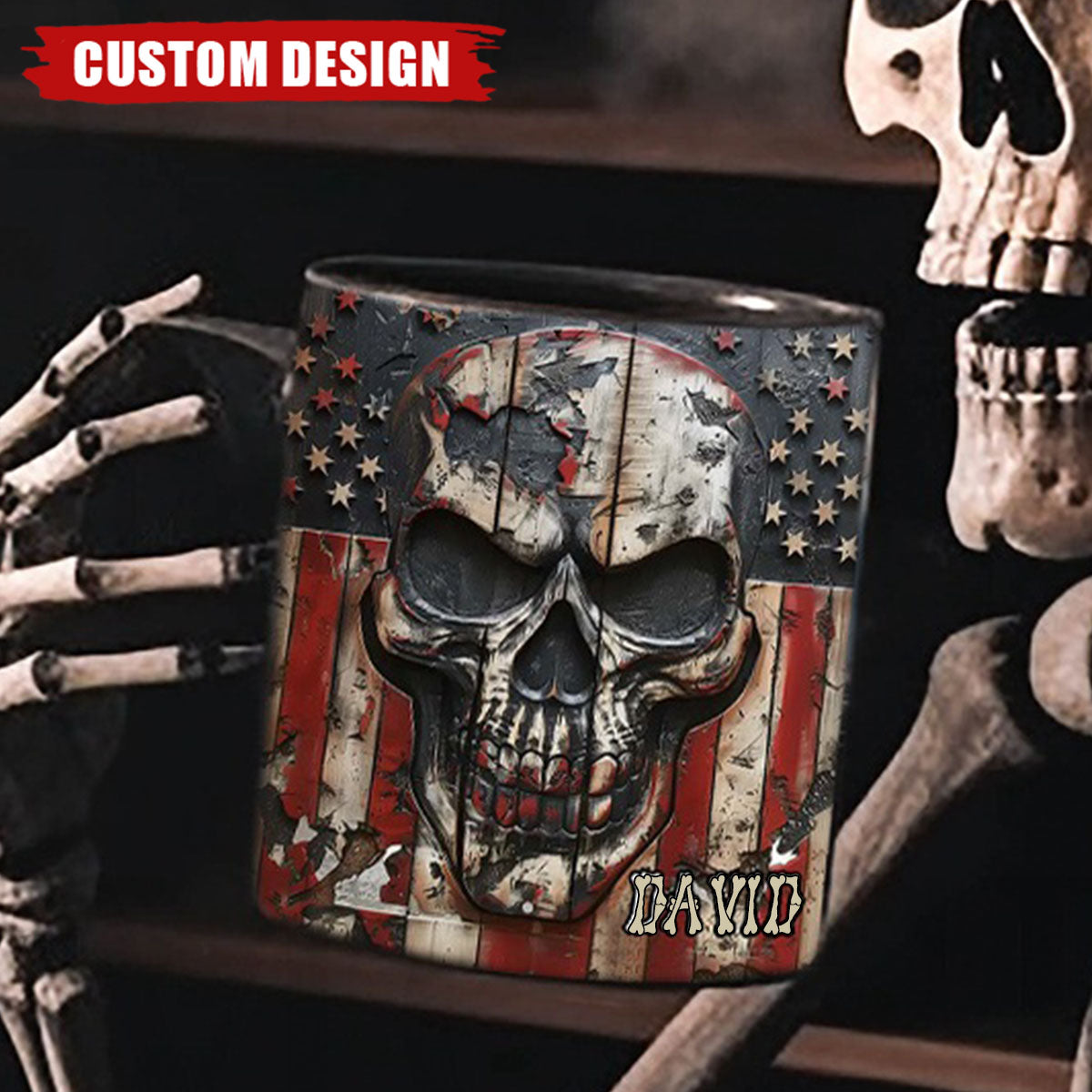 Patriotic Skull Lover - Personalized Skull Coffee Mug