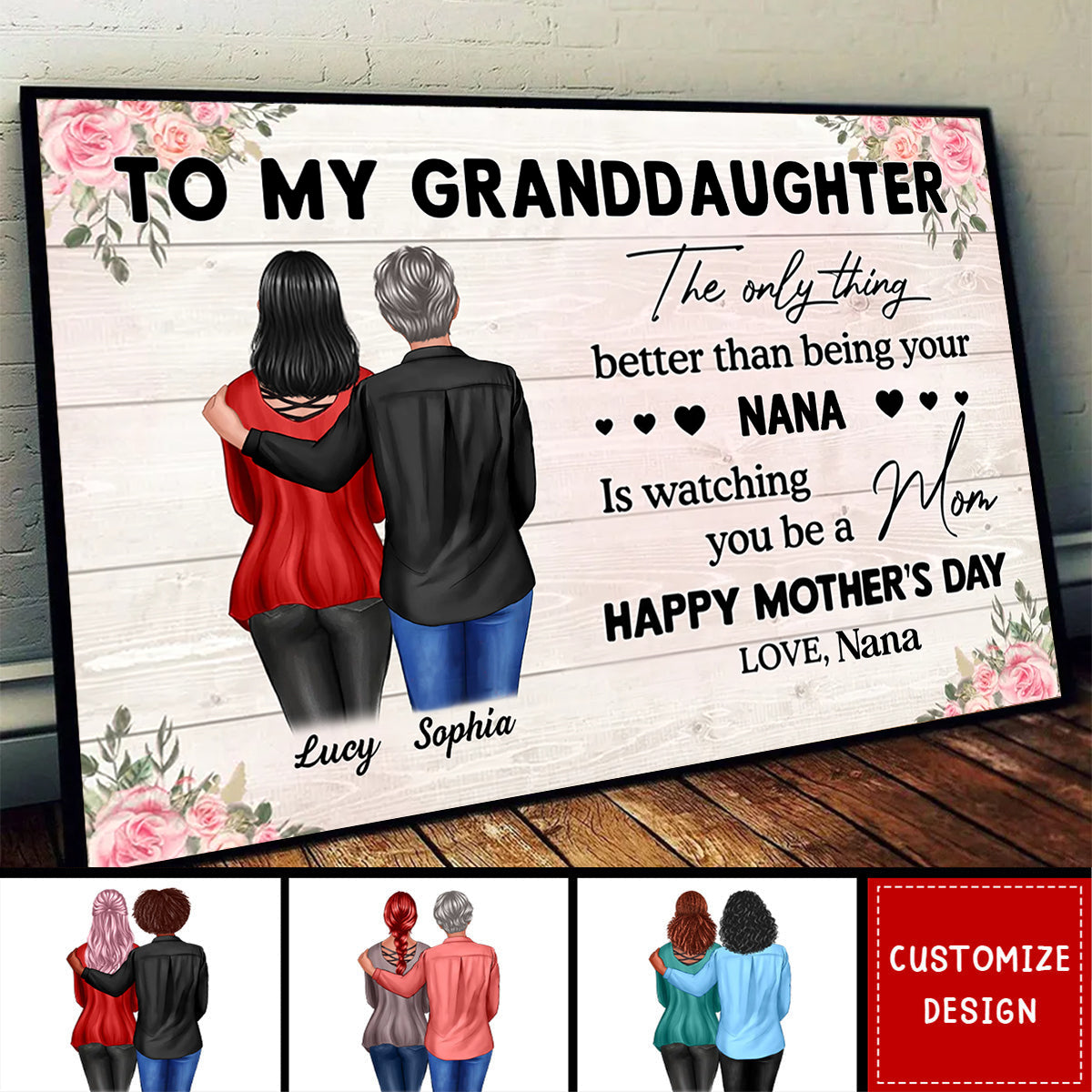 To My Granddaughter From Grandma Happy Mother's Day Personalized Poster-Gift For Mother's Day