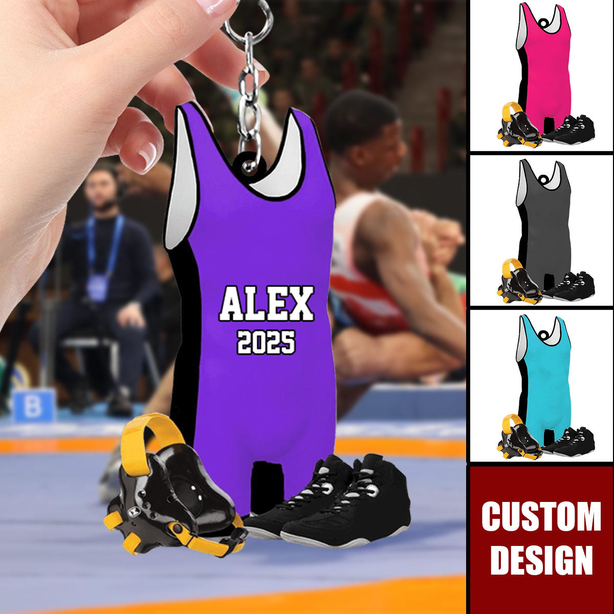 Personalized Wrestling Keychain-Gift For Wrestlers