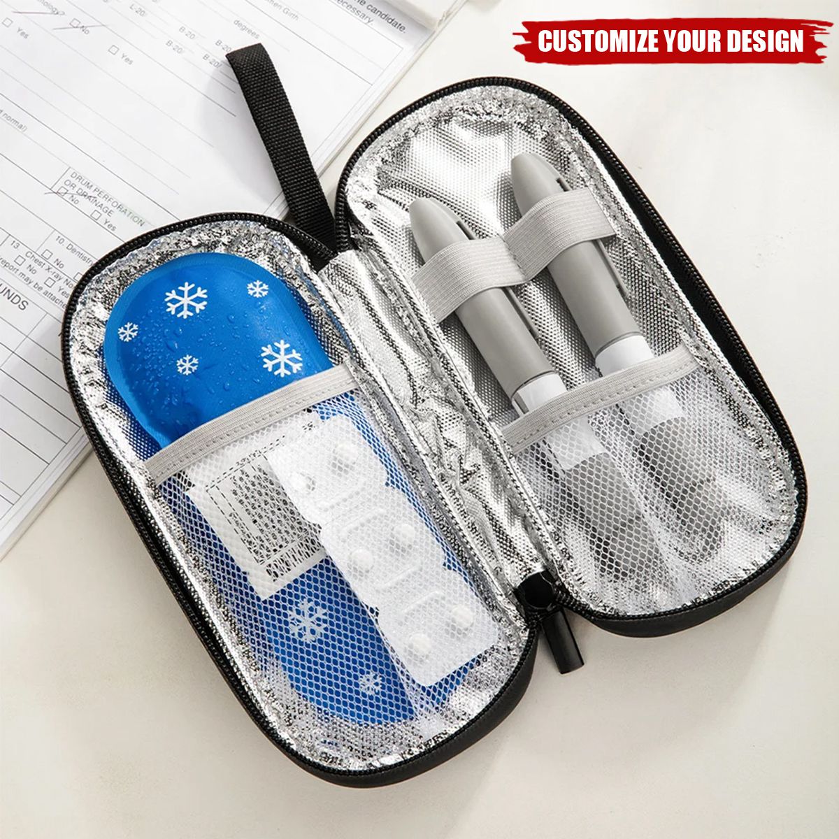 Personalised She Is A Fighter Bible Verses Insulated Insulin Pen Cooler Travel Case with Name Motivational Gift for Women Diabetics