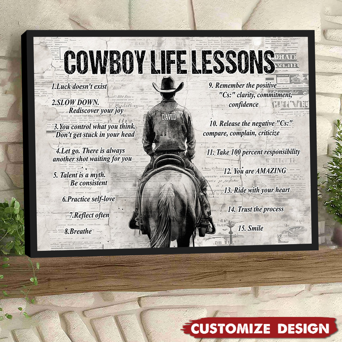 Personalized Cowboy Life Lessons Cool Quotes Poster - Gift For Cowboy