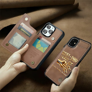 Best Dad Ever - Personalized Leather Flip Wallet Phone Case