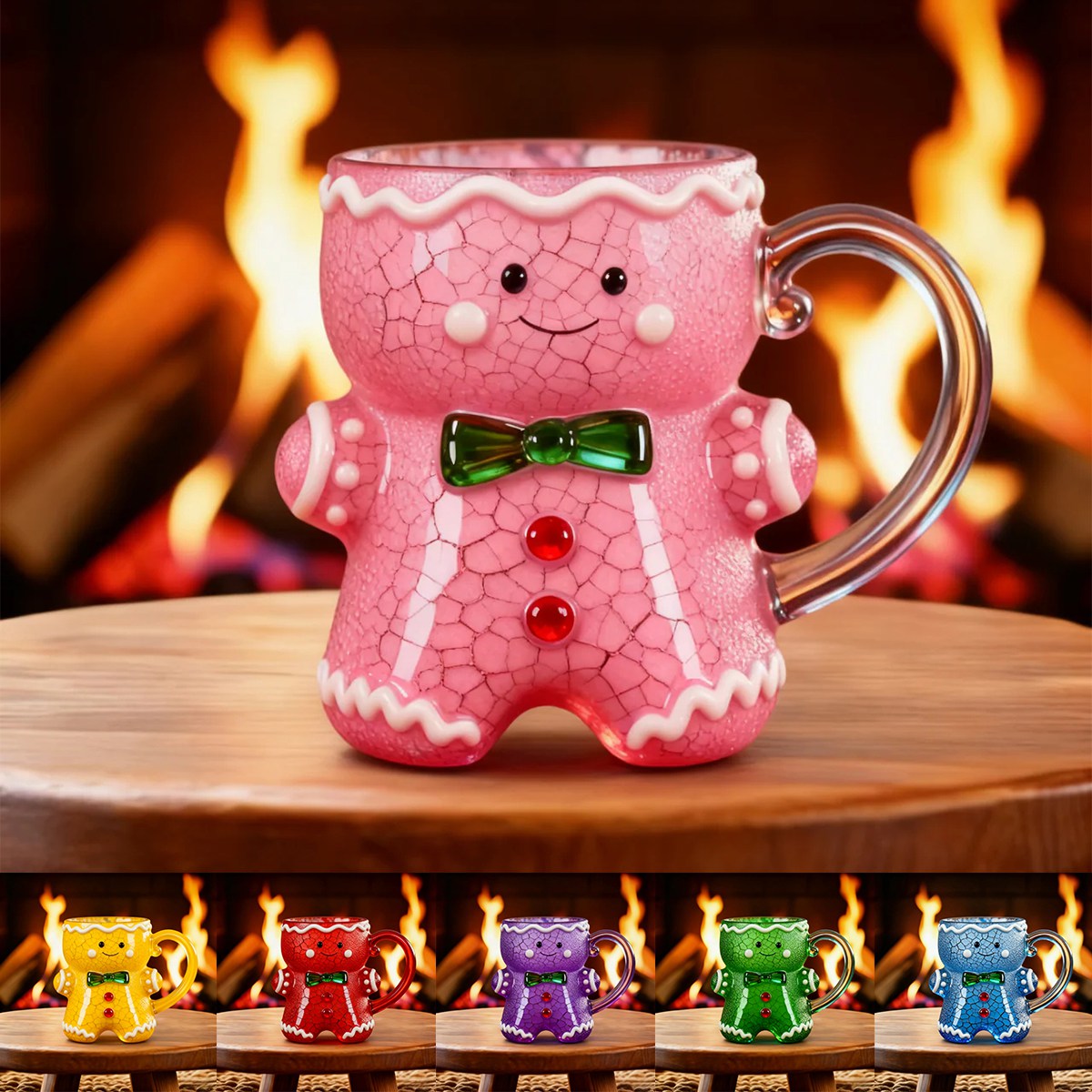 Gingerbread Man Colored Glass Cup