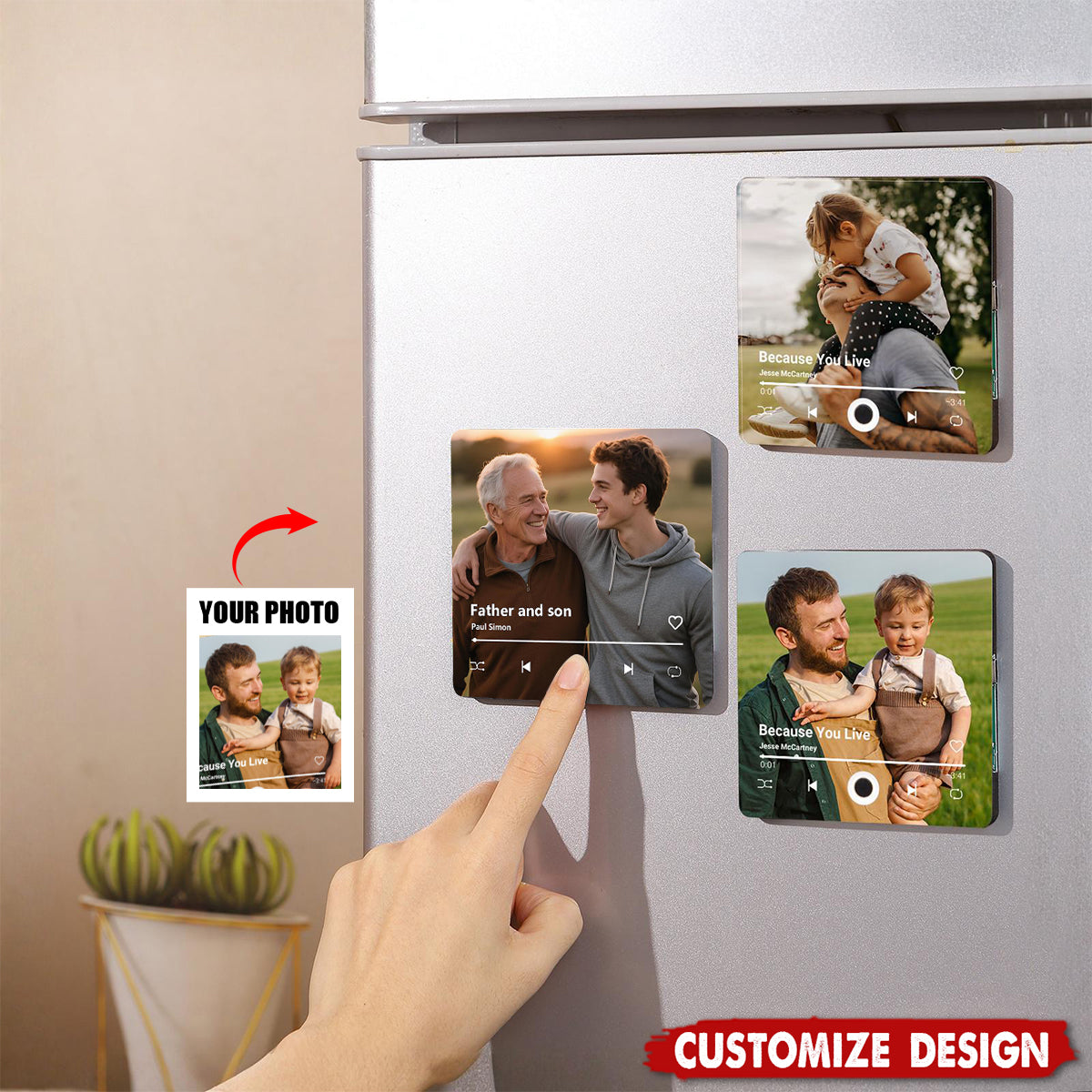 Personalized  Photo Music Fridge Magnet - Birthday,Father's Day Gift For Dad,Grandpa