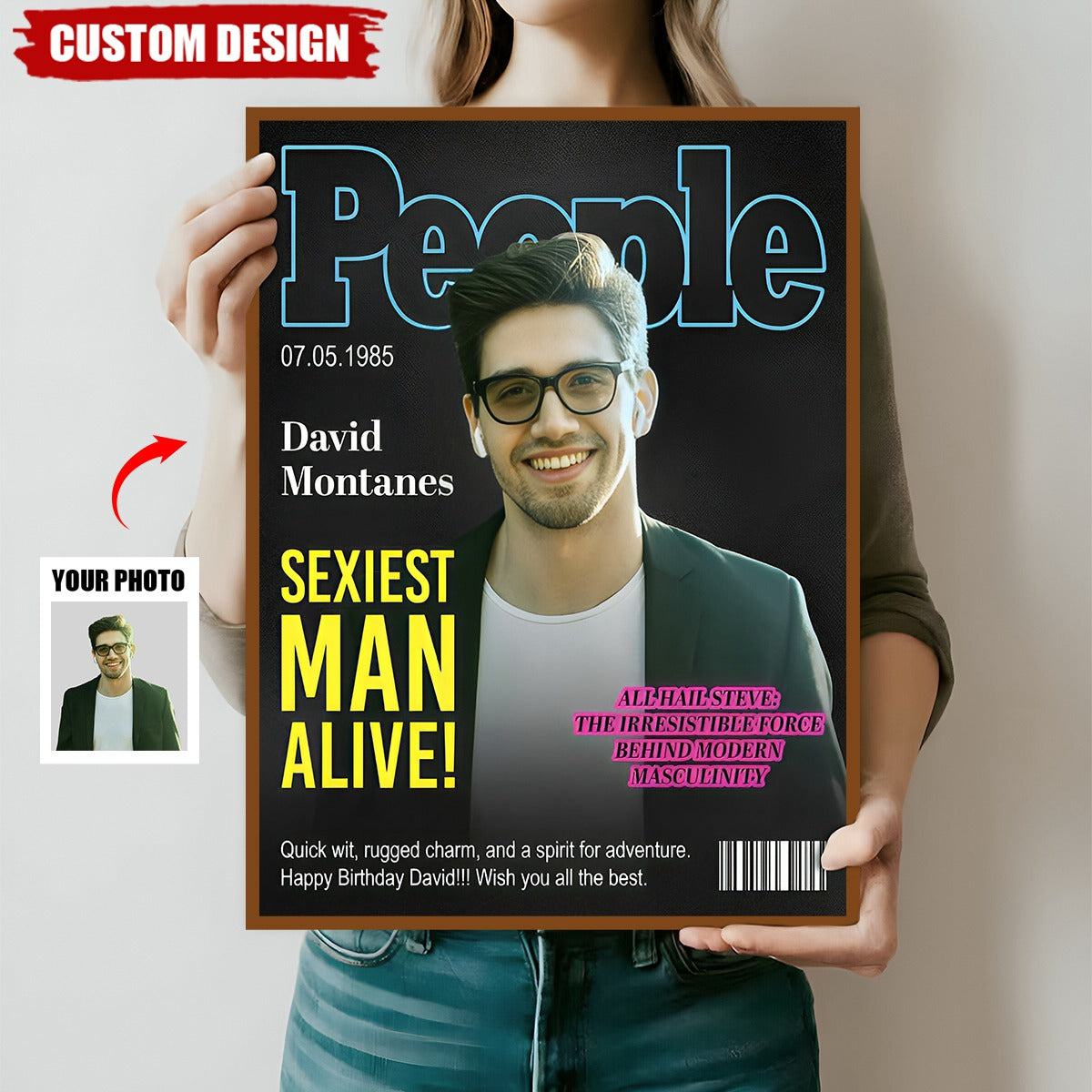 People Magazine Cover Gift, Sexiest Man Alive Gift, Custom Man Photo Canvas, Gift for Boyfriend, Husband, Birthday Gift, Gift For Him