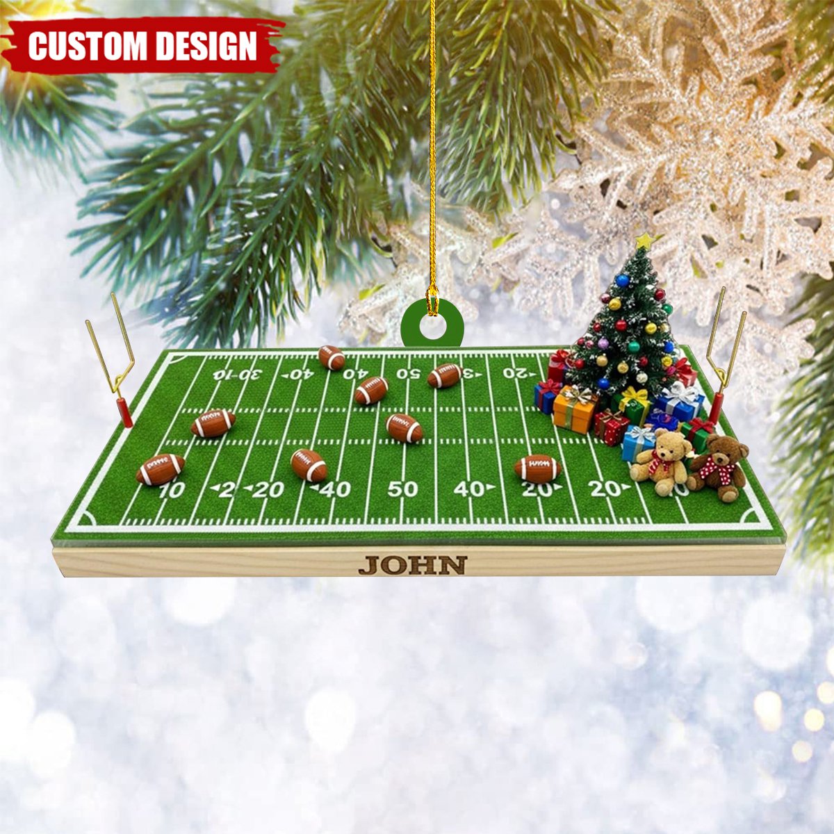 Custom Name American Football Stadium Christmas Ornament, Flat 2D Ornament, Gift For Football Lovers, Football Players, Gift For Dad, Him