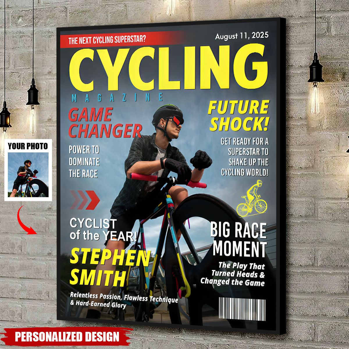 Personalized Cycling Magazine Cover Poster, Bicycling Gift for Cyclists