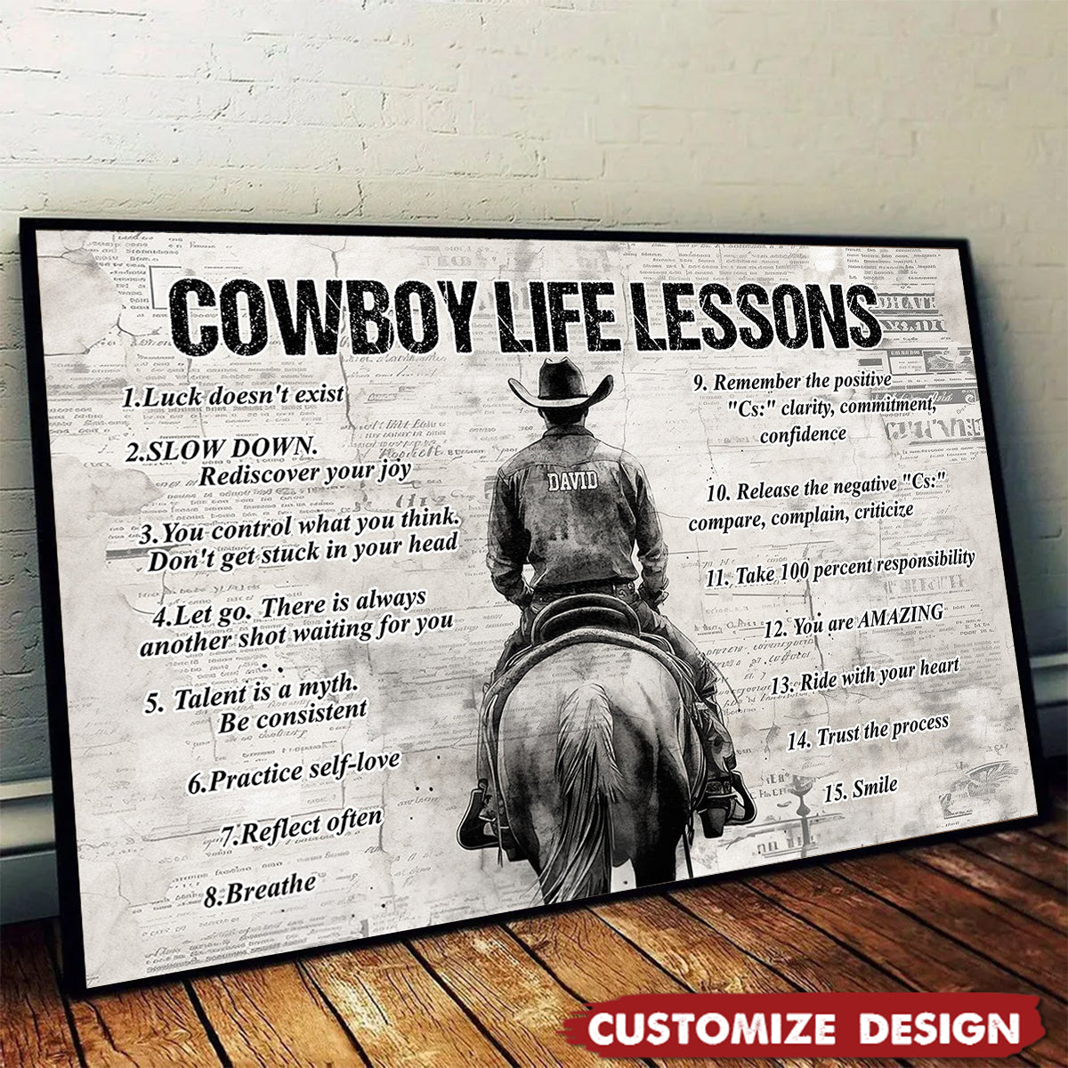 Personalized Cowboy Life Lessons Cool Quotes Poster - Gift For Cowboy