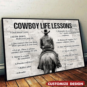 Personalized Cowboy Life Lessons Cool Quotes Poster - Gift For Cowboy