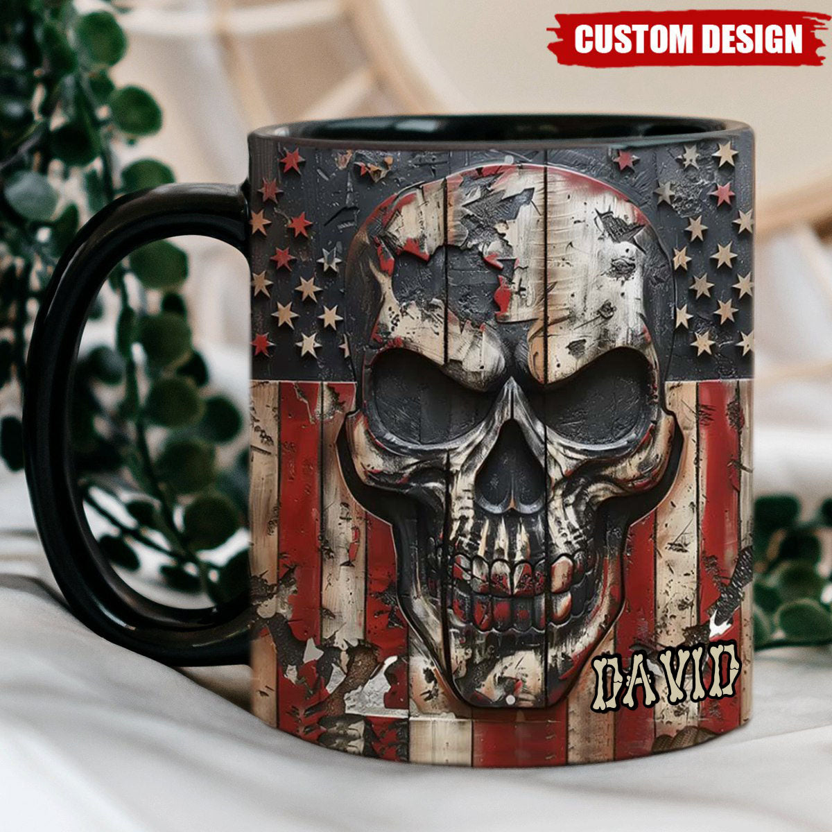 Patriotic Skull Lover - Personalized Skull Coffee Mug