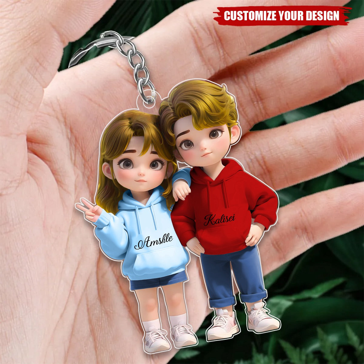 Cute Cartoon Couple Personalized Acrylic Keychain,Anniversary Valentine's Day Gift For Couple