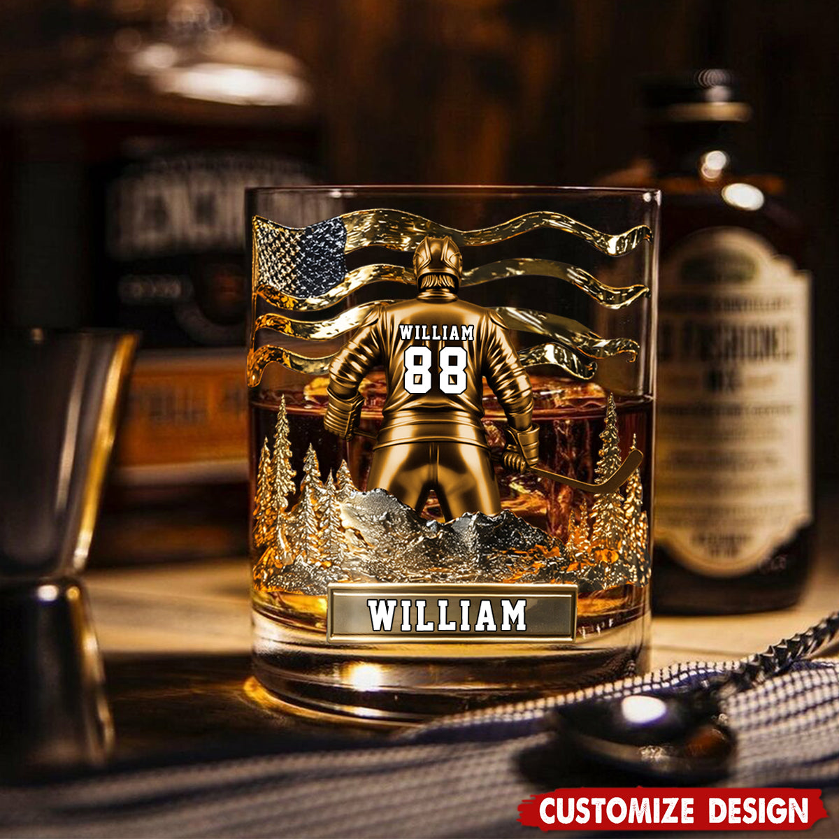 Hockey Whiskey Glass - Personalized Gifts For Hockey Lovers