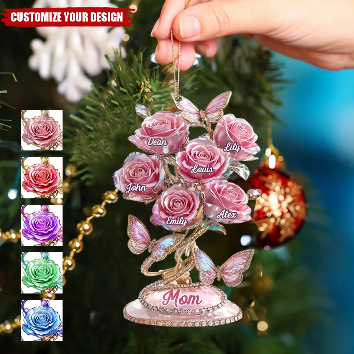 Each Rose Holds A Piece Of Your Heart - Personalized Butterfly Acrylic Ornament