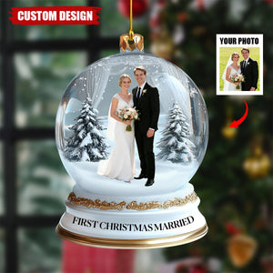 Our First Christmas Married,Engaged - Personalized Photo Ornament - Gifts For Couple