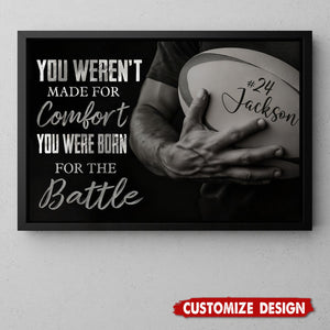 Motivational Personalized Rugby Man Canvas Painting, You Were Born For The Battle Wall Art Decor, Poster Gift For Rugby Lovers