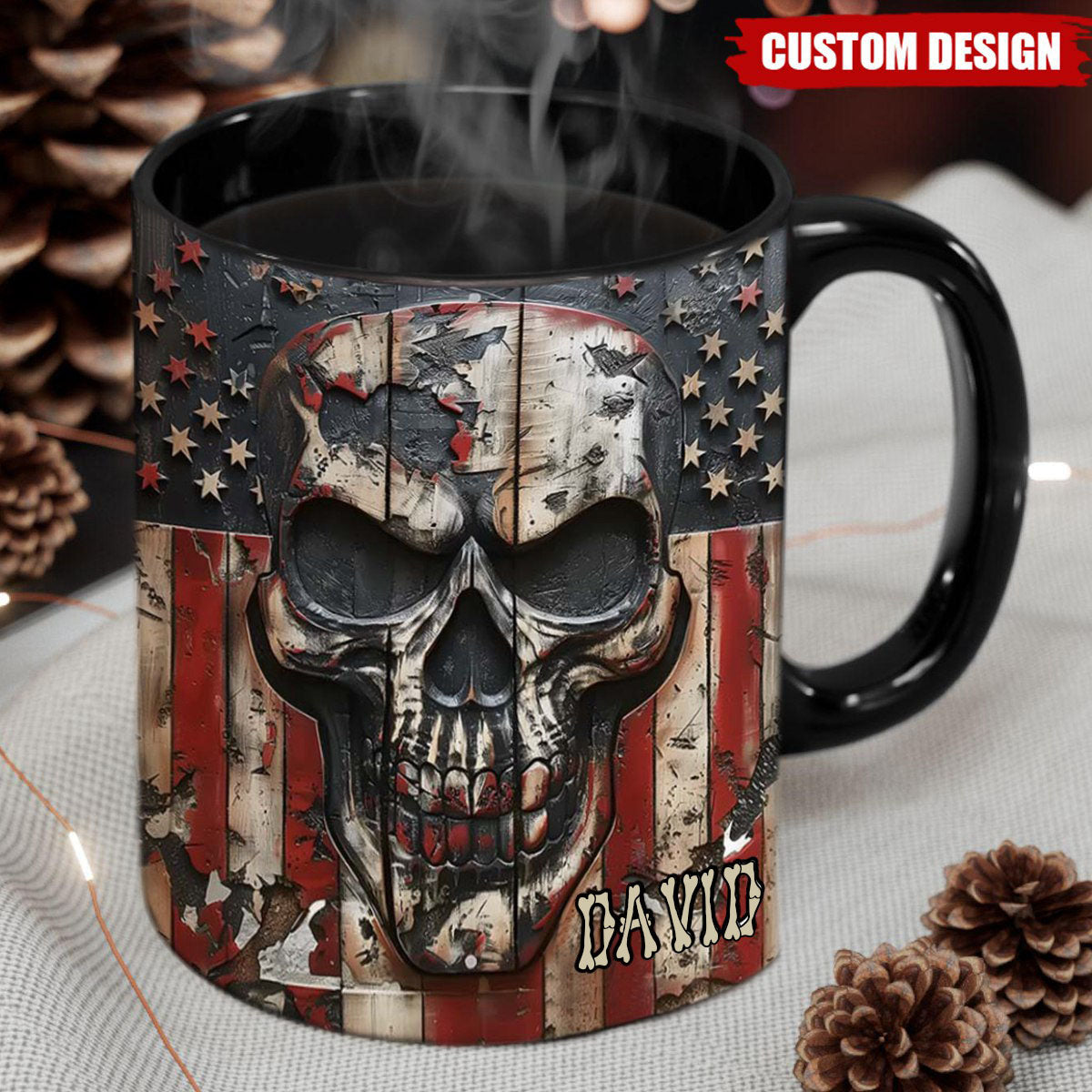 Patriotic Skull Lover - Personalized Skull Coffee Mug