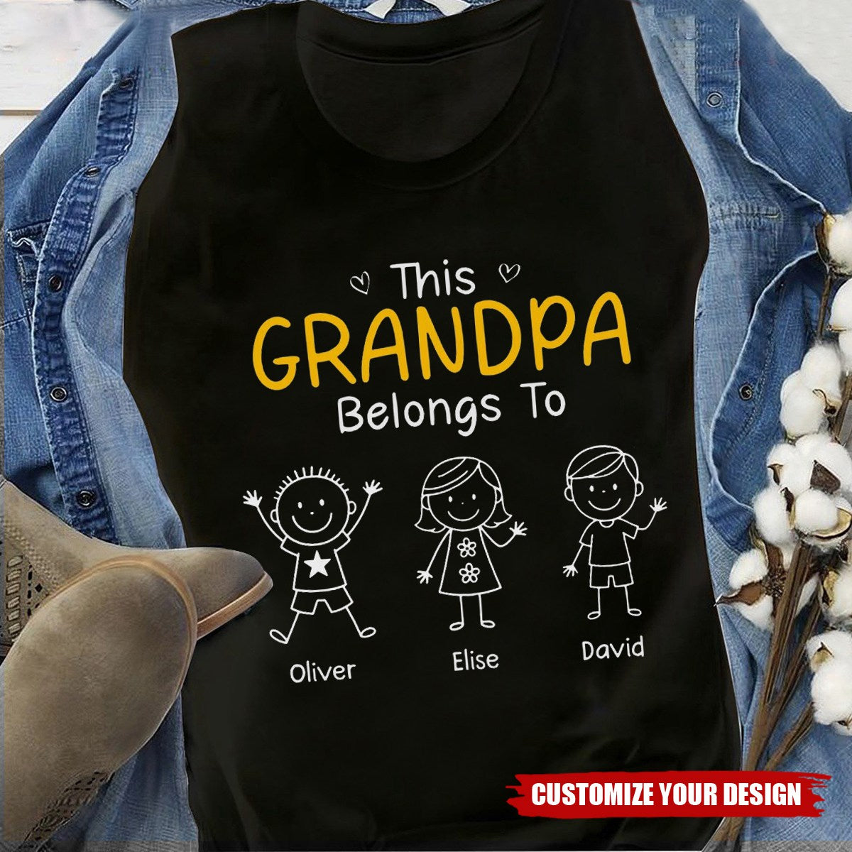 Custom Premium T-shirt - Personalized Birthday Gifts For Dad, Grandpa - Promoted To Grandpa