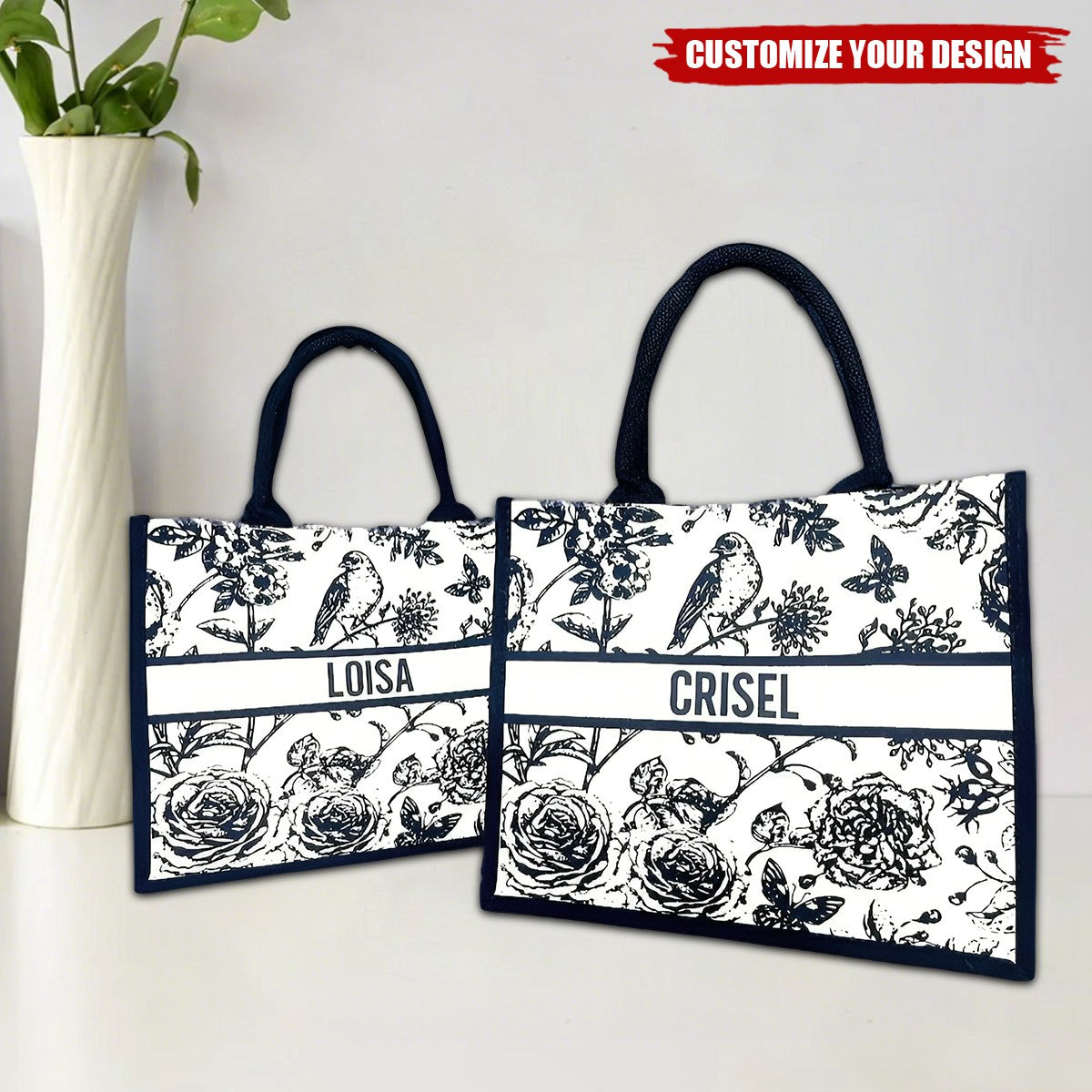 Personalized Name Canvas Tote Bags, Gift for Her | Wedding Favors | Bridesmaid Gift