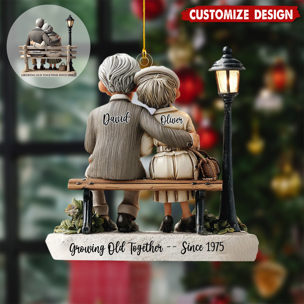 Personalized Couple Ornament-Anniversary Gift for Grandparents