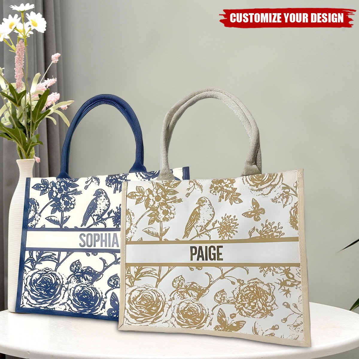 Personalized Name Canvas Tote Bags, Gift for Her | Wedding Favors | Bridesmaid Gift