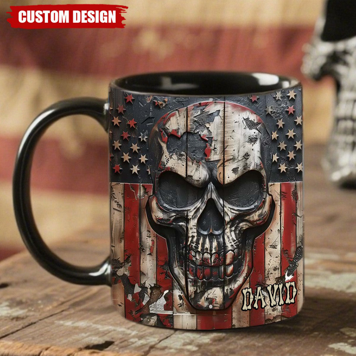 Patriotic Skull Lover - Personalized Skull Coffee Mug