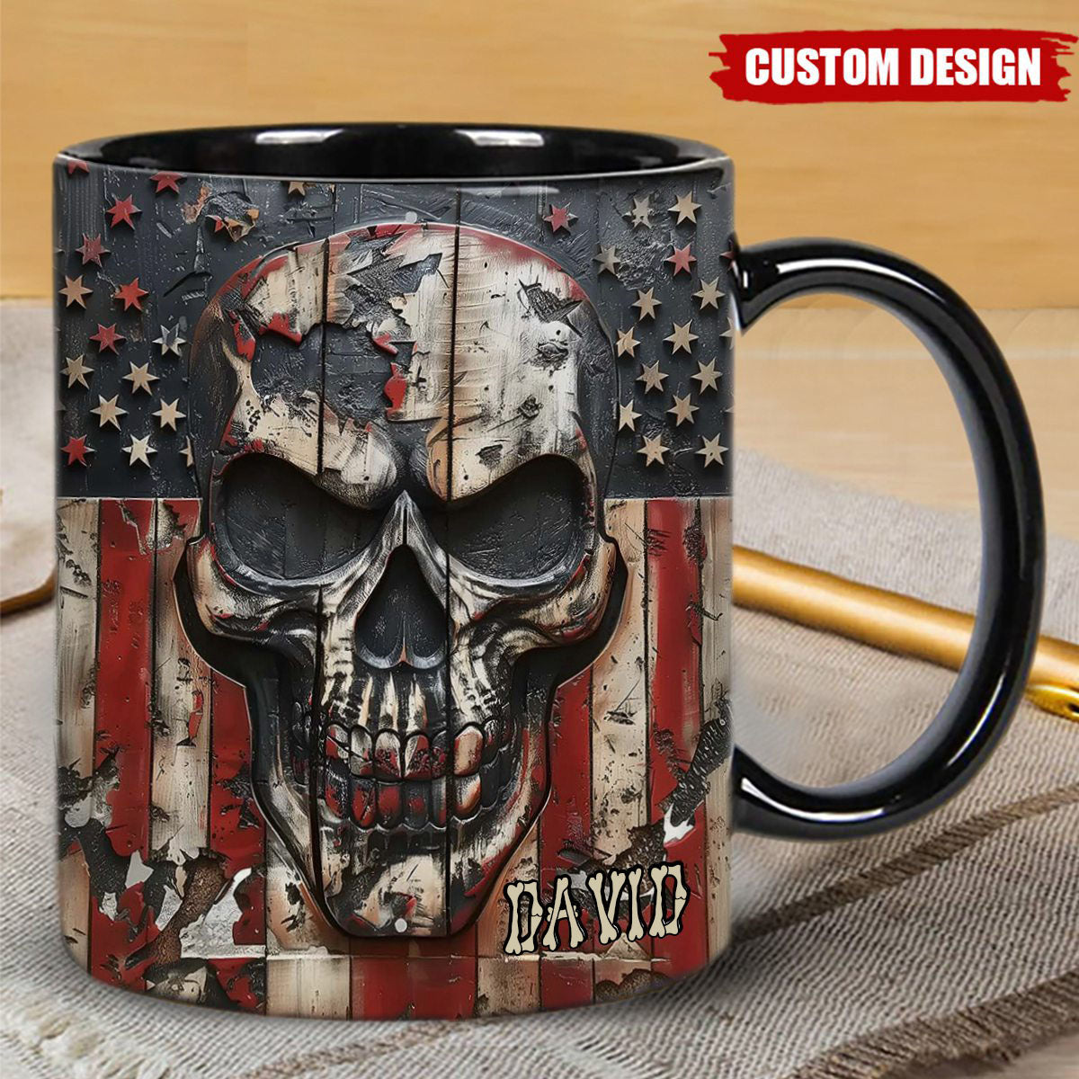 Patriotic Skull Lover - Personalized Skull Coffee Mug
