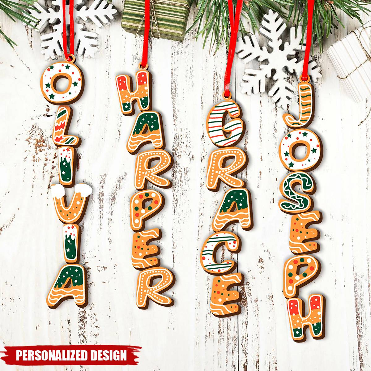 Personalized Gingerbread Letter Ornament Gift For Family