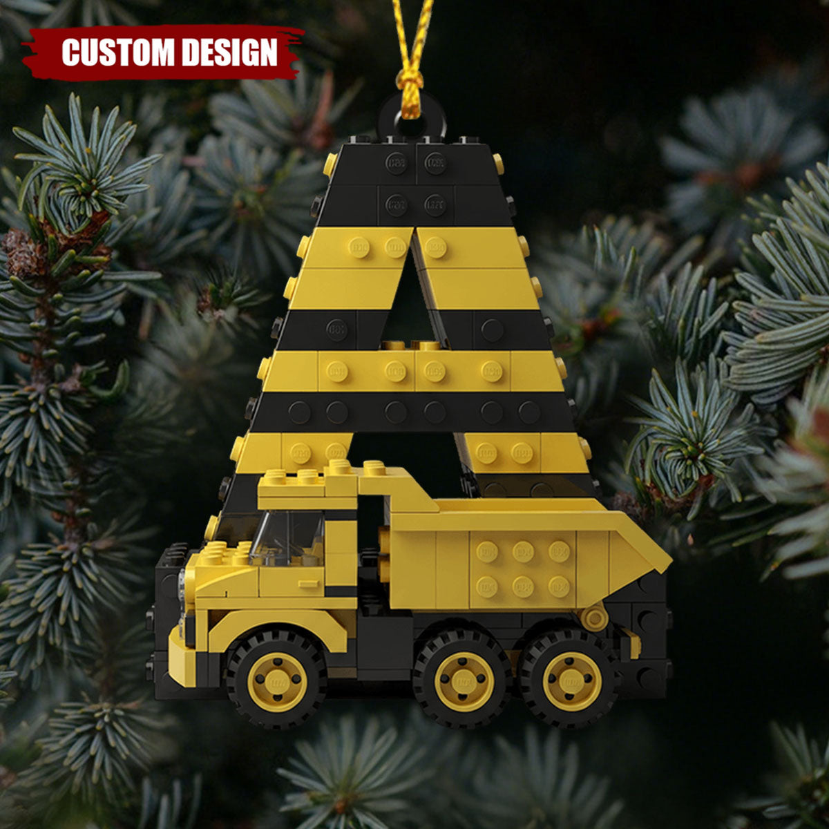 Fun Construction Vehicles Alphabet - Personalized Kid Ornament