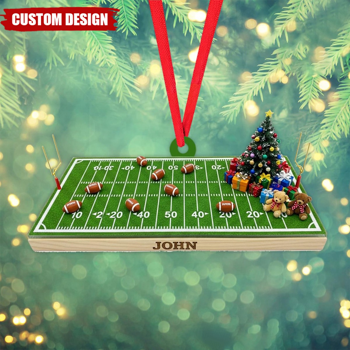 Custom Name American Football Stadium Christmas Ornament, Flat 2D Ornament, Gift For Football Lovers, Football Players, Gift For Dad, Him