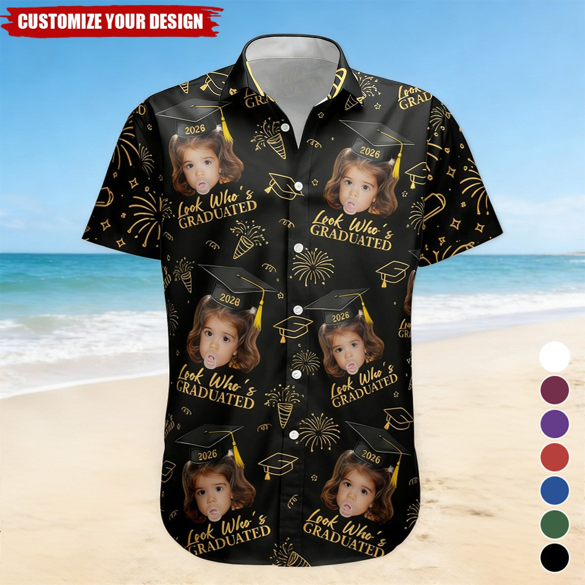 Graduation Matching Shirt With Photo - Vintage Childhood Themed - Personalized Hawaiian Shirt