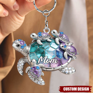 Personalized Grandma-shaped Turtle Keychain - Gift For Mom and Grandma