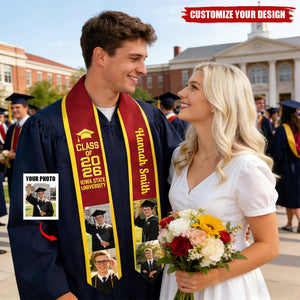 Custom Photo Graduation Stoles Personalized Class of 2026 Sash