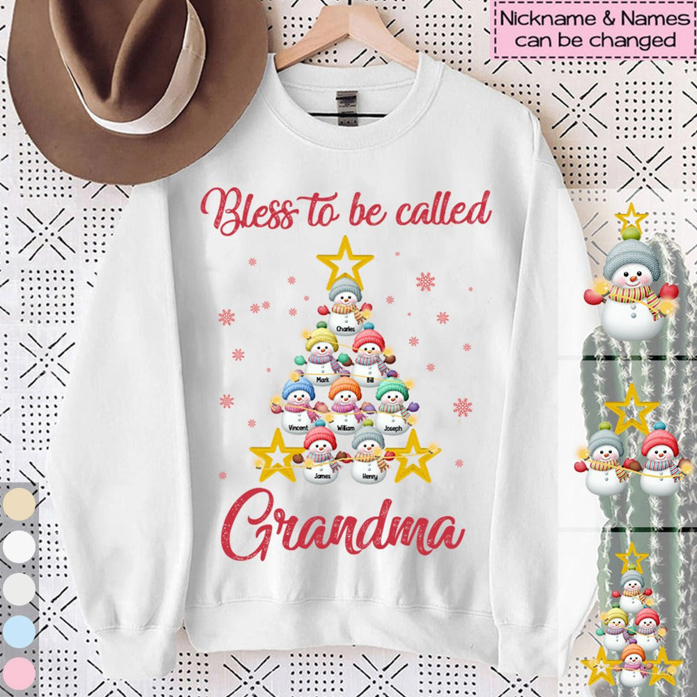 Personalized Snowman Kids Christmas Tree Sweatshirt