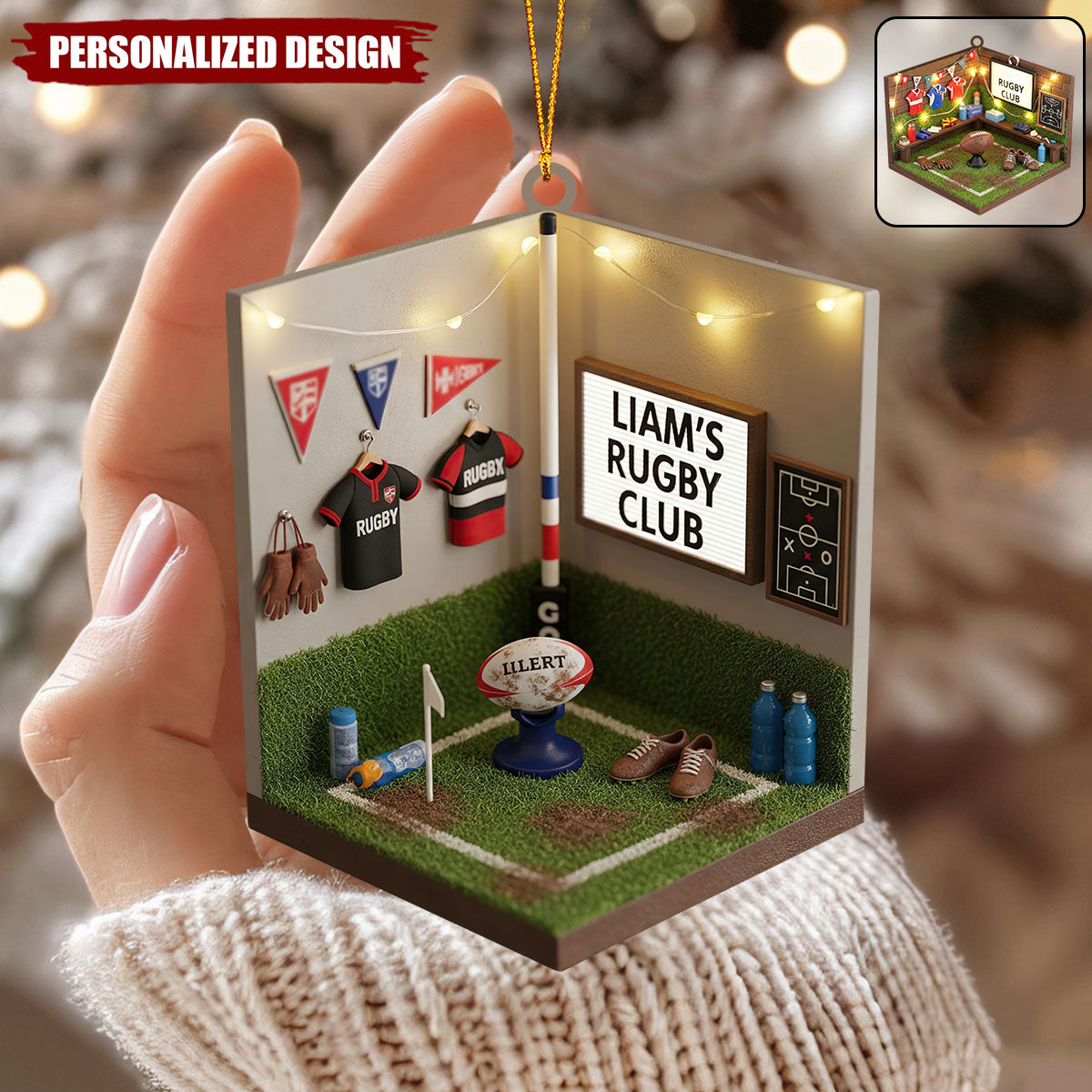 Personalized Rugby Player Christmas Ornament-Gift For Rugby Players