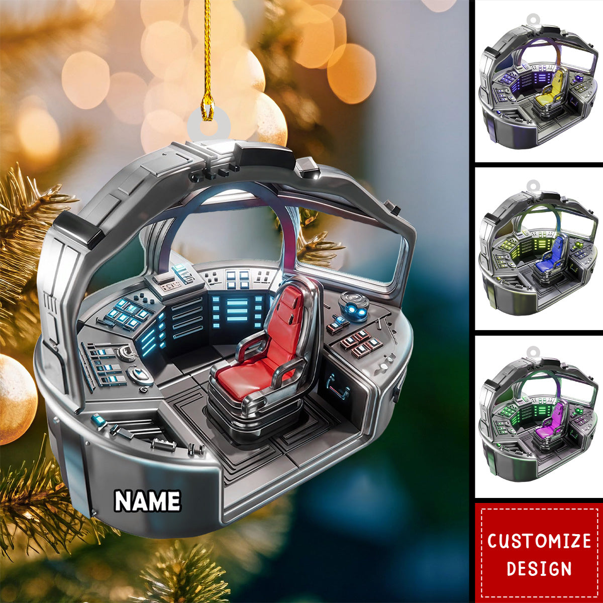 Personalized Space Rocket Ship Christmas Ornament - 2024 New Release