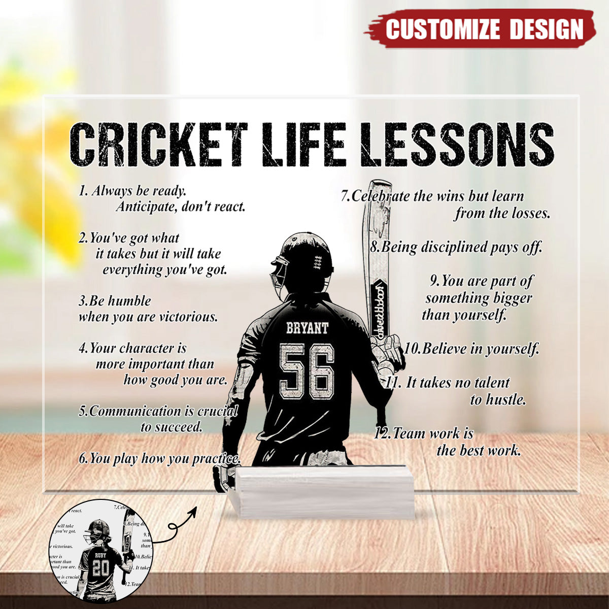 Personalized Cricket Life Lessons Plaque - Gift For Cricket Lover