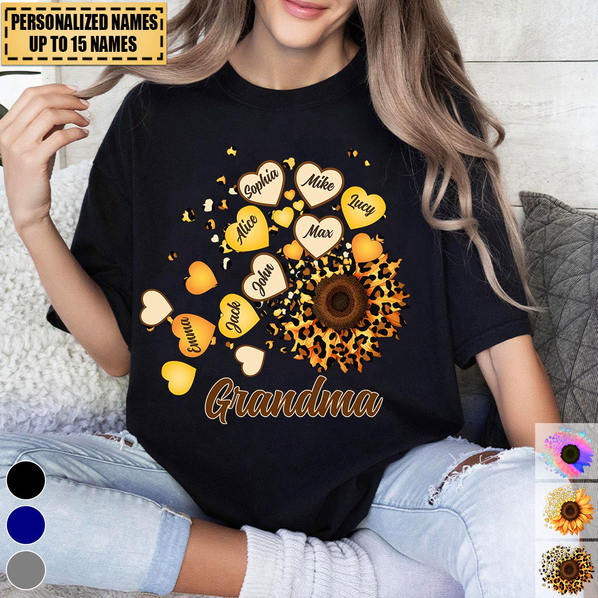 Grandma/Mom Kids Sunflower - Gift For Mother, Grandmother - Personalized T-Shirt