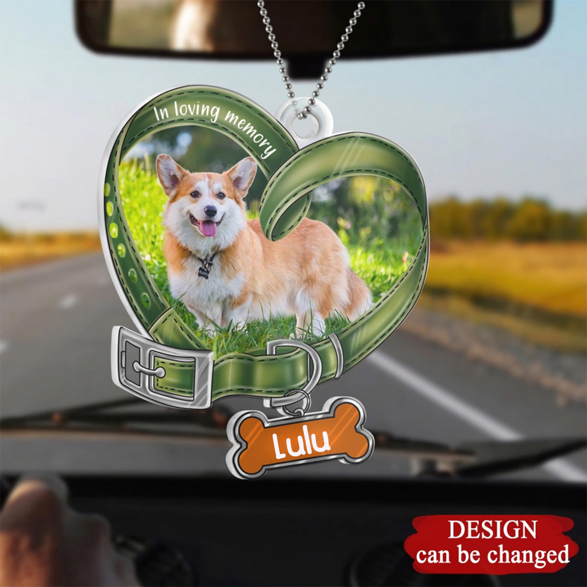 Custom Personalized Memorial Heart Shaped Dog Collar Acrylic Car Hanger
