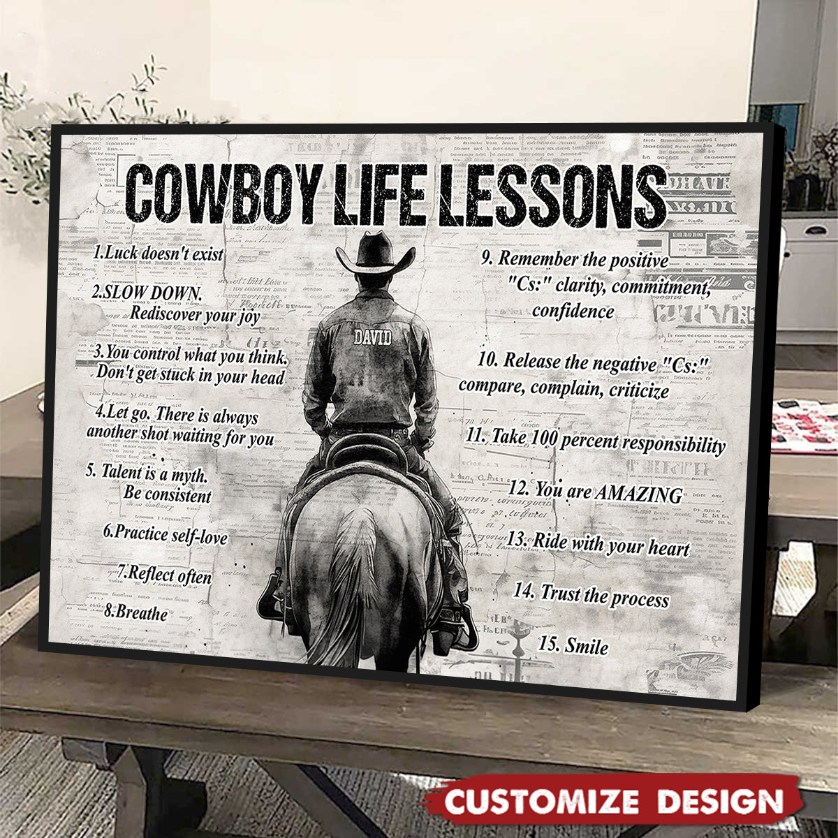 Personalized Cowboy Life Lessons Cool Quotes Poster - Gift For Cowboy