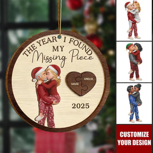 The Year I Found My Missing Piece Custom Couples Wood Ornament, Couple Christmas Ornament