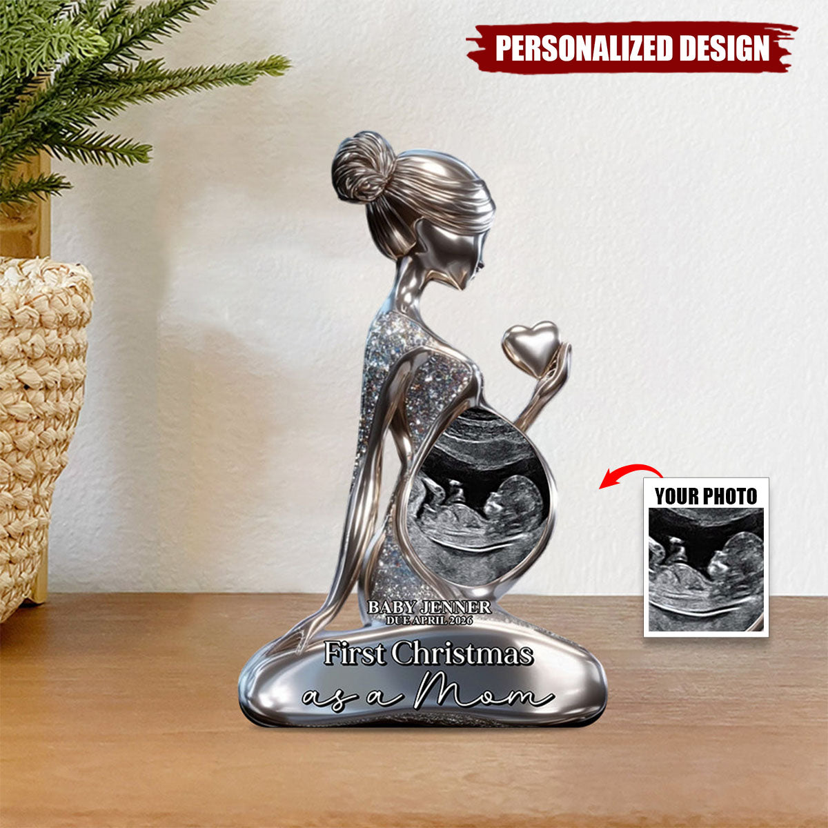 Pregnant Mom Baby Bump's First - Personalized Pregnancy Custom Shaped Acrylic Plaque